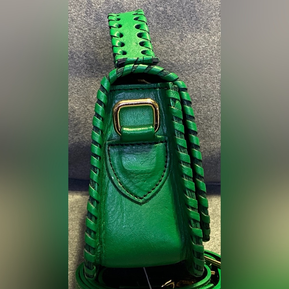 handmade genuine leather Luxury Shoulder Straps Tooled Handbag Green Purse - Picture 6 of 13